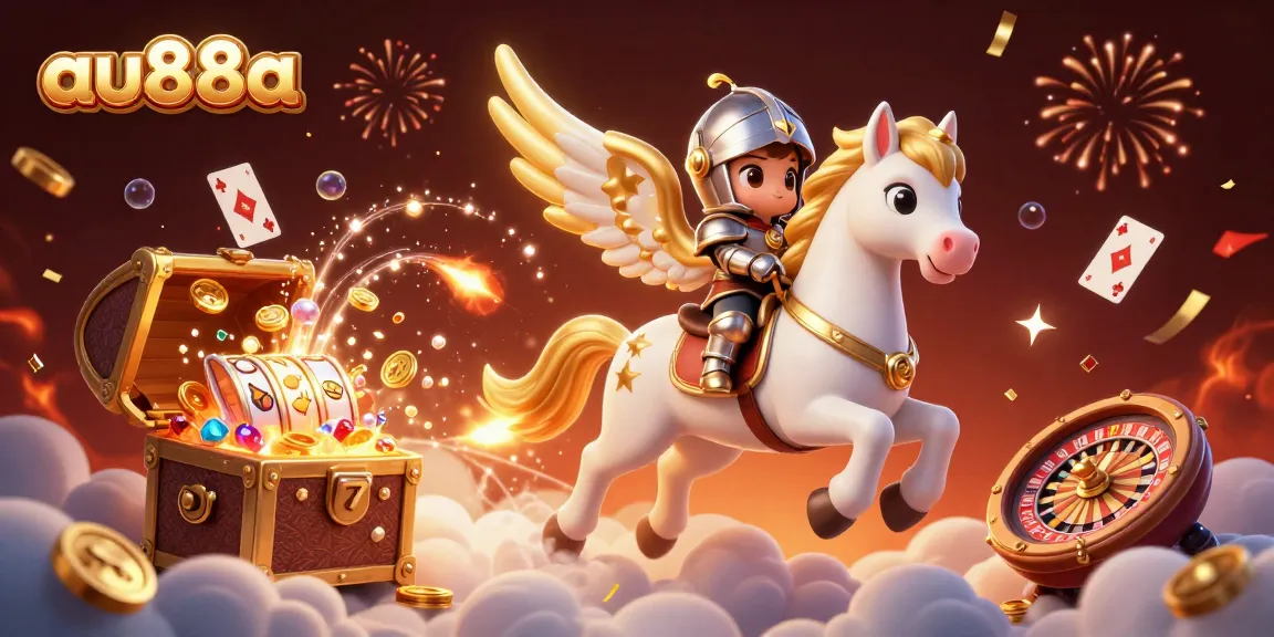 Join the exciting world of au88a with a thrilling 3D casino adventure featuring a knight and magical elements.