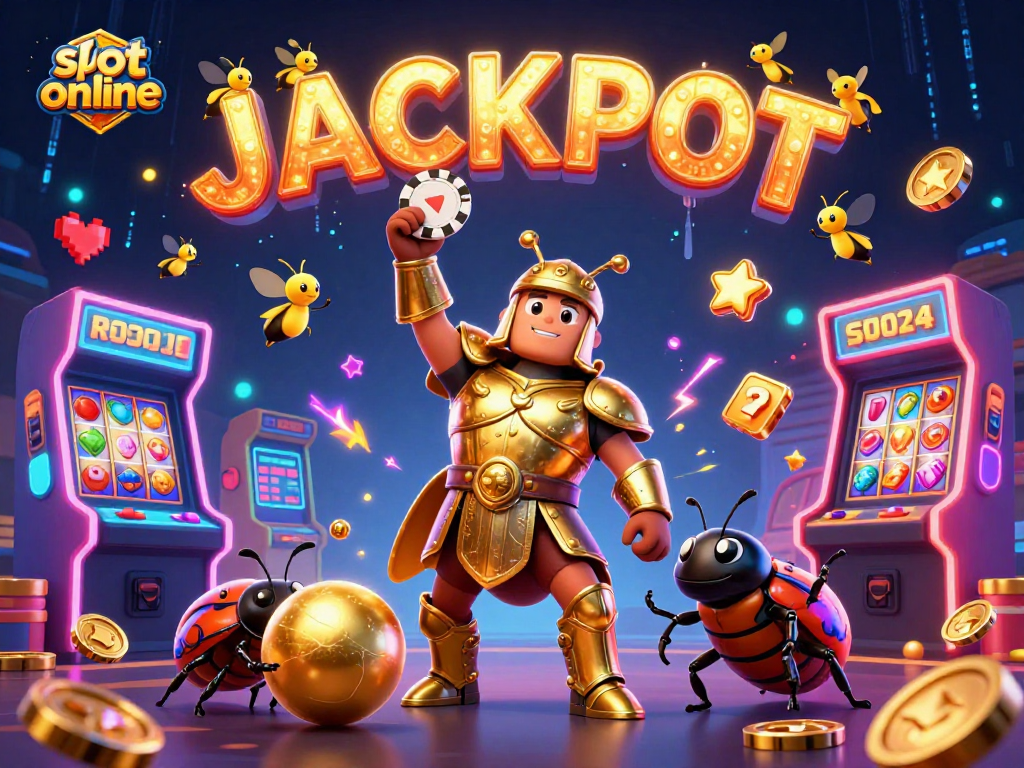 Experience thrilling slot online gameplay with cartoon beetles celebrating big wins!
