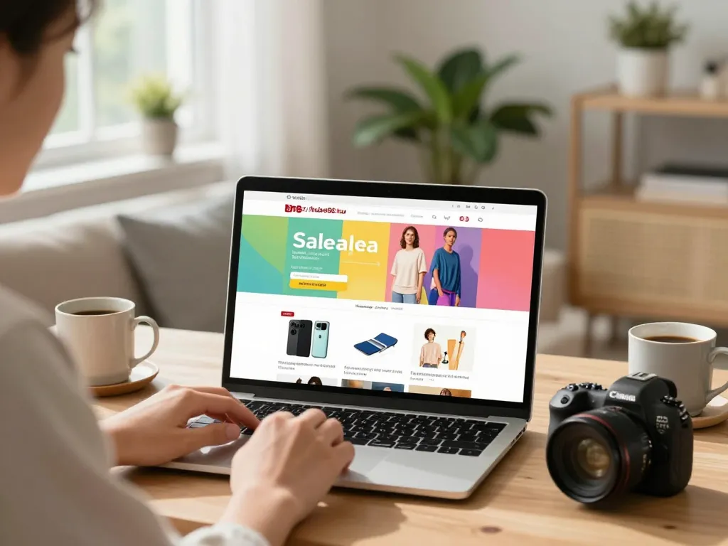 Experience online shopping at https://hubet88.icu/ with an inviting workspace, showcasing vibrant products and a cozy atmosphere.