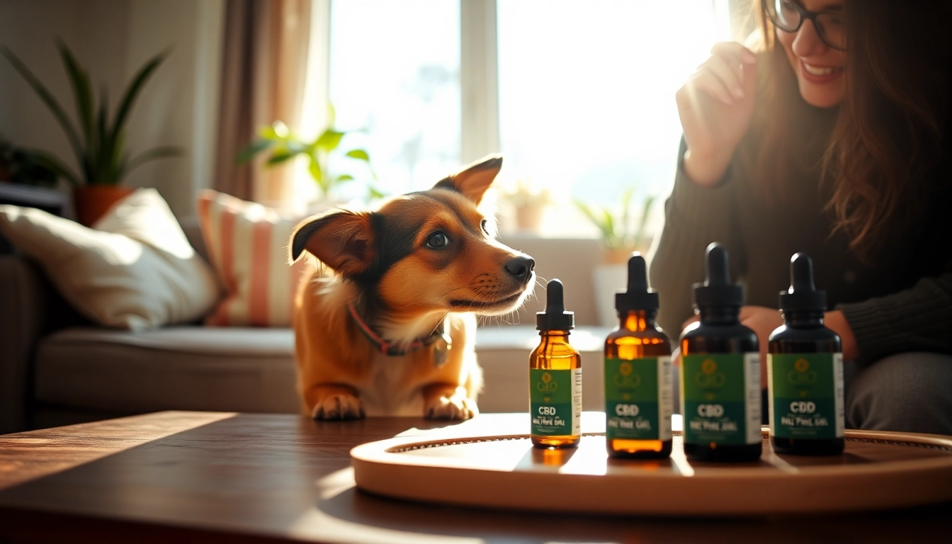 Enhance your dog's wellness with CBD For Pet products in a cozy living room setting.