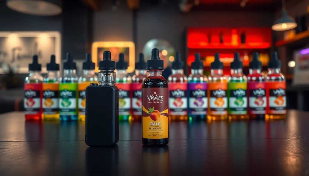 Browse premium Vape & E-Liquids showcased in an elegant setup highlighting vibrant flavors.