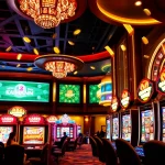 Experience the thrill of idn slot games in a bustling casino environment filled with colorful machines.