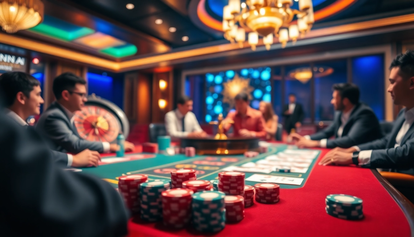 Players placing bets at a luxurious casino table with KK55 betting slips and colorful poker chips.
