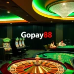 Players engaging in thrilling games at a luxurious casino, showcasing Gopay88.
