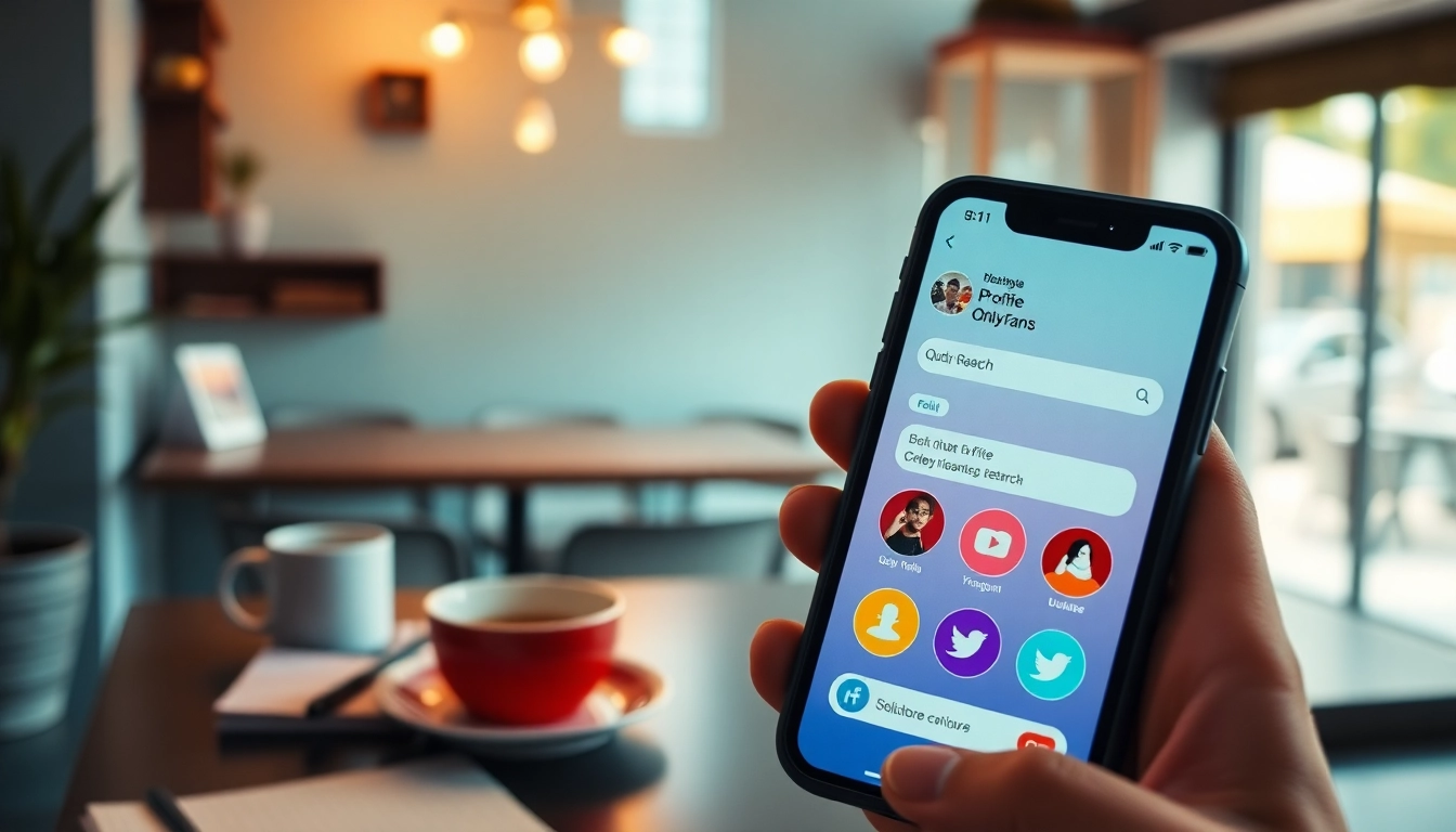 Find OnlyFans creators near me using smartphone while enjoying a café ambiance