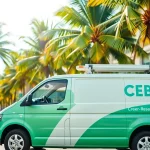 Discover fort lauderdale weed delivery with a professional cannabis delivery vehicle amidst a vibrant beach setting.