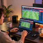 Player engaged in sports betting at Nhà Cái RR88, showcasing live matches and odds.