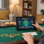 Enjoying strategic online blackjack gameplay on tablet at home with XX 88