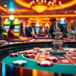 Menang dalam permainan kasino di bbni4d dengan suasana meriah dan meja roulette terperinci.