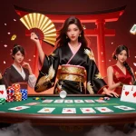Experience thrilling free credit baccarat action with a stylish Asian woman and rich casino elements.