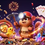Experience the excitement of the hệ thống GMNC with a treasure-hunting scene filled with coins, gems, and casino elements.