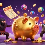 Baccarat888 showcases vibrant casino action with dynamic characters and colorful game elements.