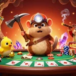Engage with sun win's immersive poker experience in a vibrant, cartoon-style casino scene.