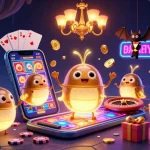 Engage with online casinos Australia, featuring glowworms lighting a vibrant cave casino scene.