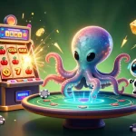 Experience exciting gameplay as you tải go88 with a vibrant casino scene featuring an alien octopus and a robot.