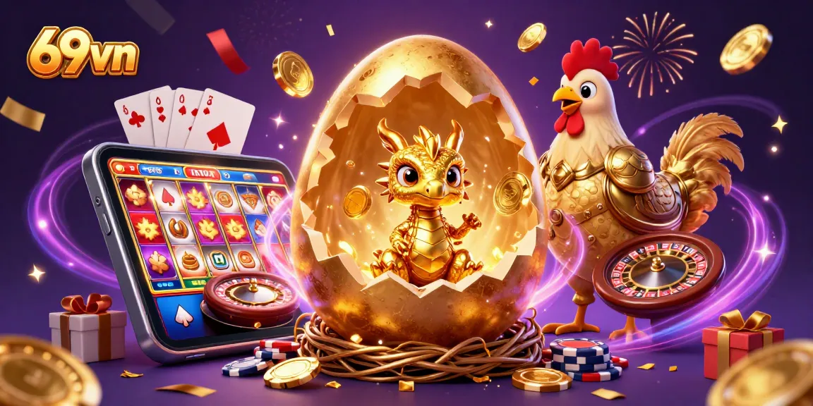 Experience winning moments at 69vn casino featuring golden dragon and poker chips.