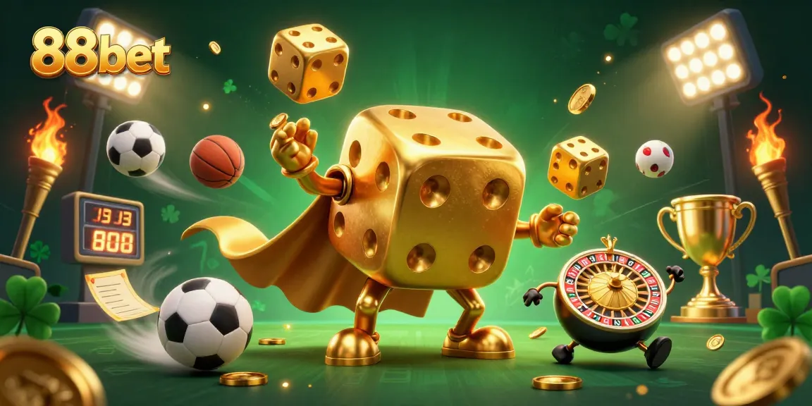 Engage with lucky moments at 88bet while watching golden dice and sports balls collide.